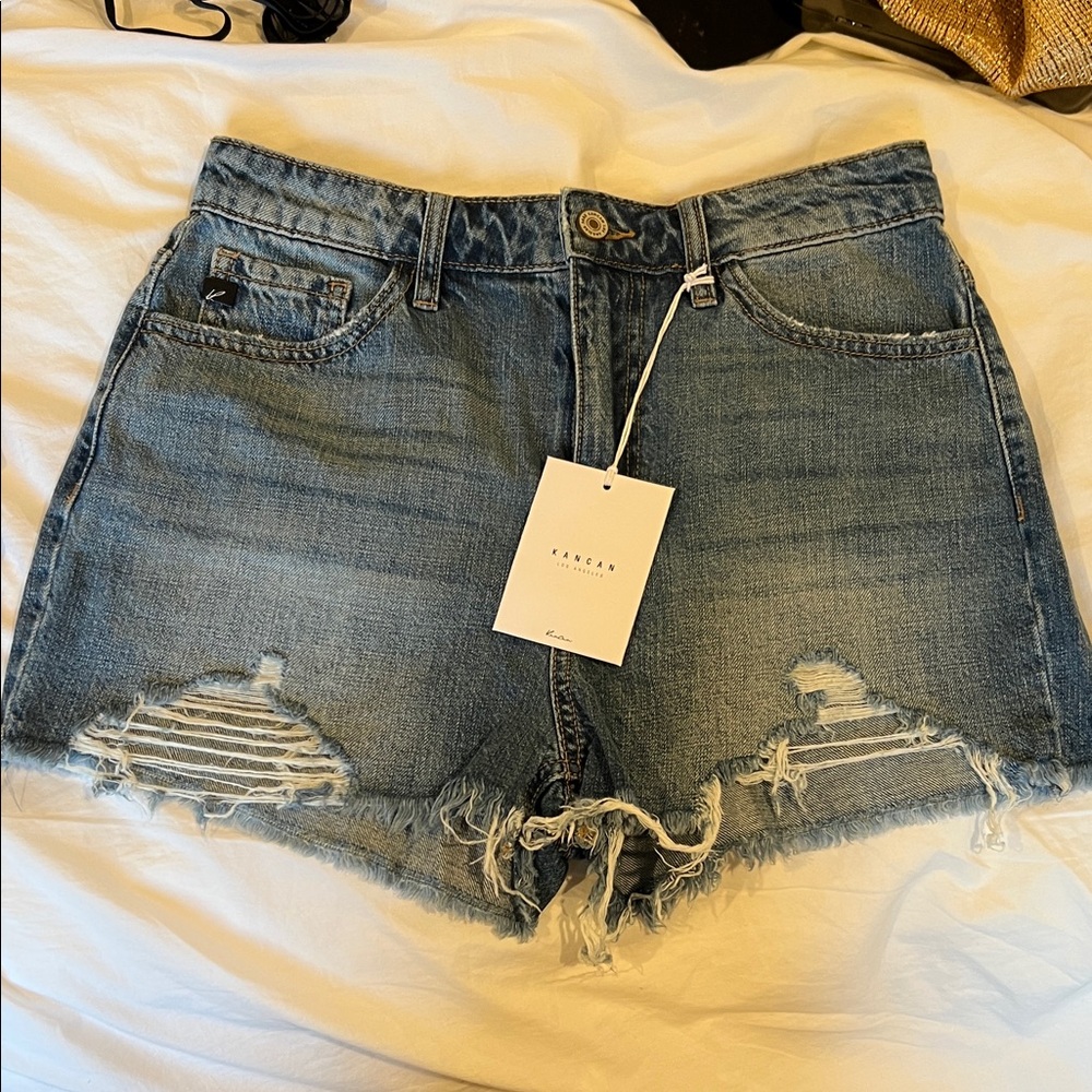 KanCan Blue Distressed Jean Shorts
